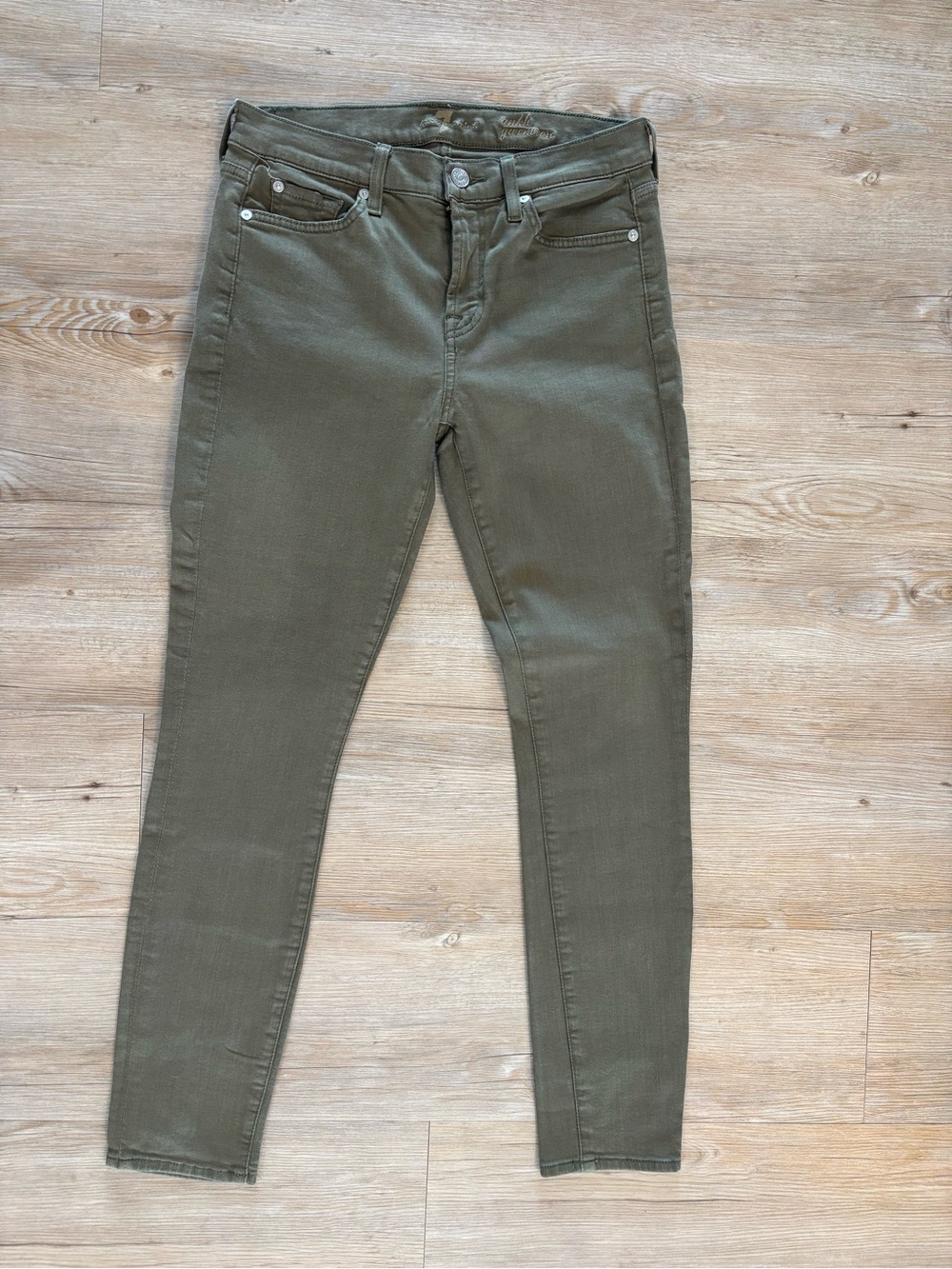 7 For All Mankind Olive Skinny Jeans